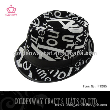 black and white letter fedora hat made by canvas